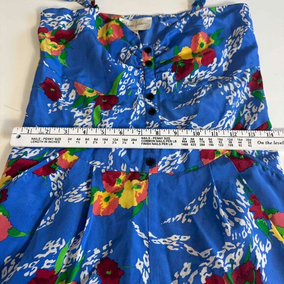 Yumi‎ Kim Blue Floral Pattern 100% Silk Button Front Romper Size Small - Picture 8 of 10